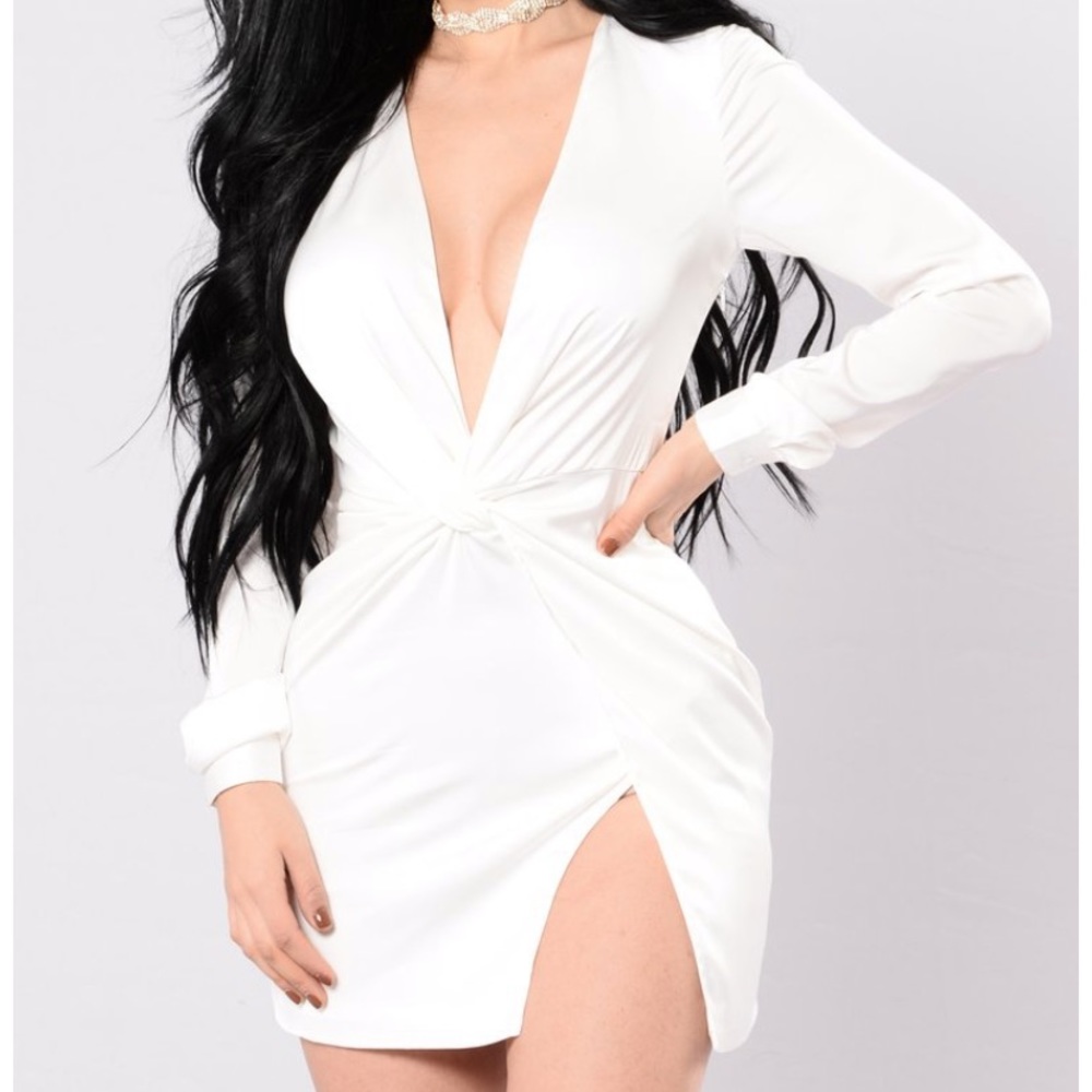 White low plunge dress